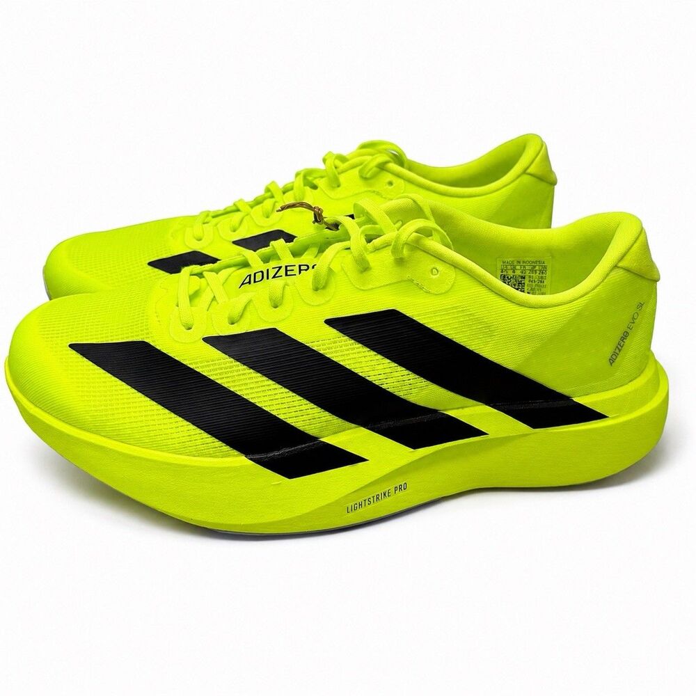 Adidas adiZero Evo SL Black Lemon Volt Running Shoes JR3416 Mens Size 9.5 NEW